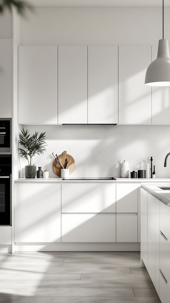 Modern minimalist kitchen featuring clean lines and uncluttered counters.