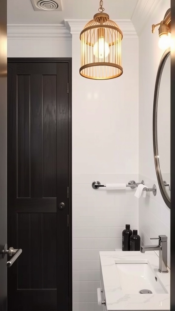 22+ Creative Small Bathroom Design Ideas for Maximum Style 18 Chic chandelier in a small bathroom